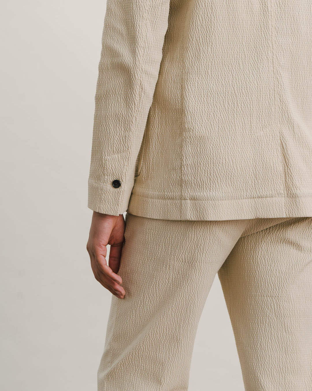 Ecru Seersucker Cotton Suit
