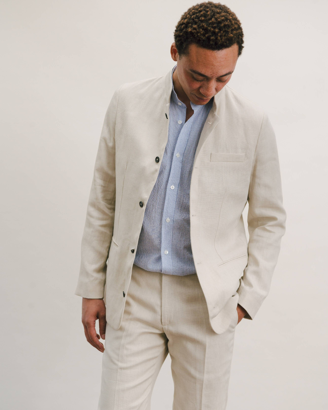 Ivory Linen Nehru Suit