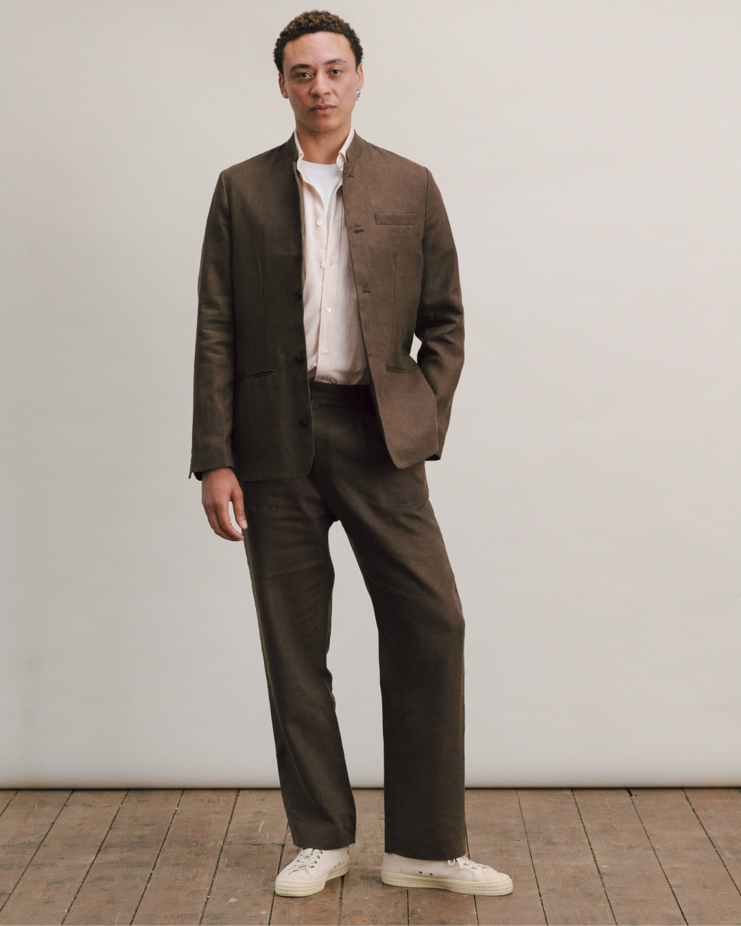 Hickory Brown Linen Nehru Suit