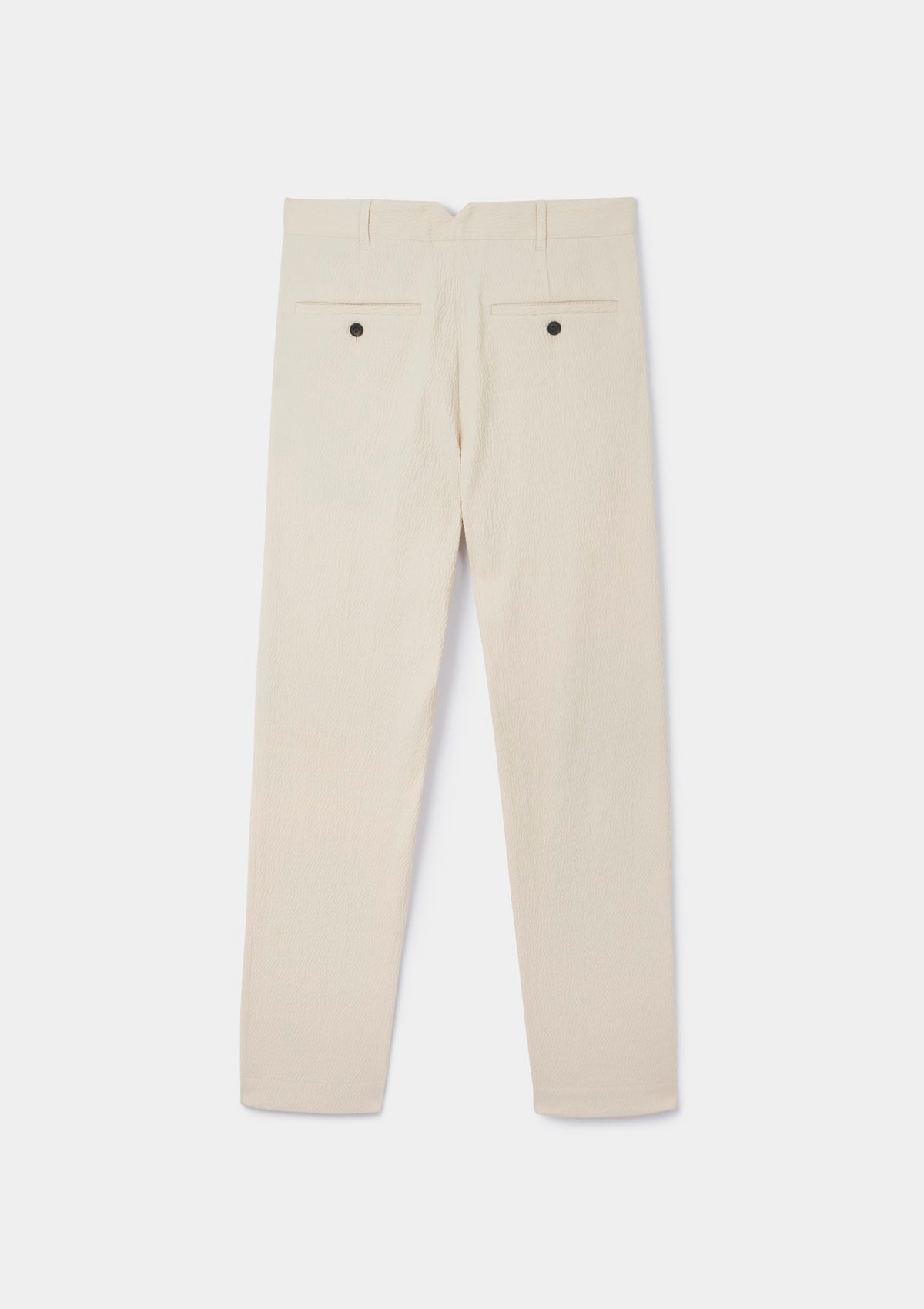 Ecru Seersucker Casual Trousers, Chinos - SIRPLUS
