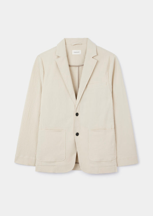 Ecru Seersucker Cotton Blazer, Blazer - SIRPLUS
