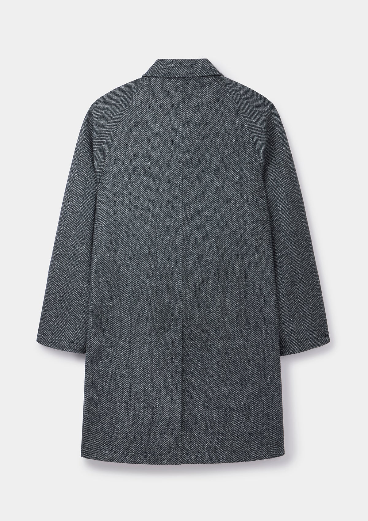 Graphite Herringbone Wool Raglan Overcoat, Coat - SIRPLUS