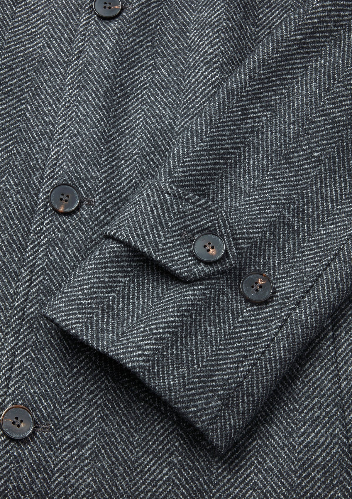 Graphite Herringbone Wool Raglan Overcoat, Coat - SIRPLUS