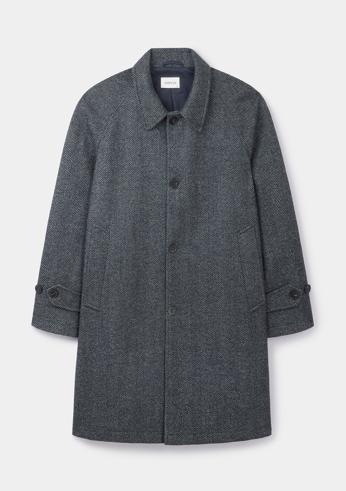 Graphite Herringbone Wool Raglan Overcoat, Coat - SIRPLUS