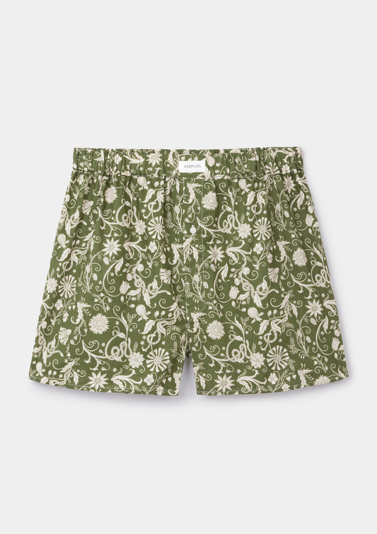 Green Ophidian Boxer Short-Made with Liberty Fabric