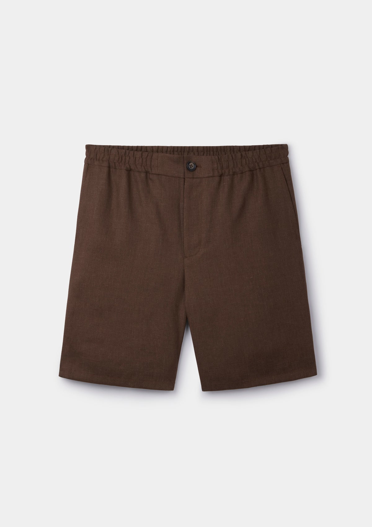 Hickory Brown Linen Drawstring Shorts, Shorts - SIRPLUS