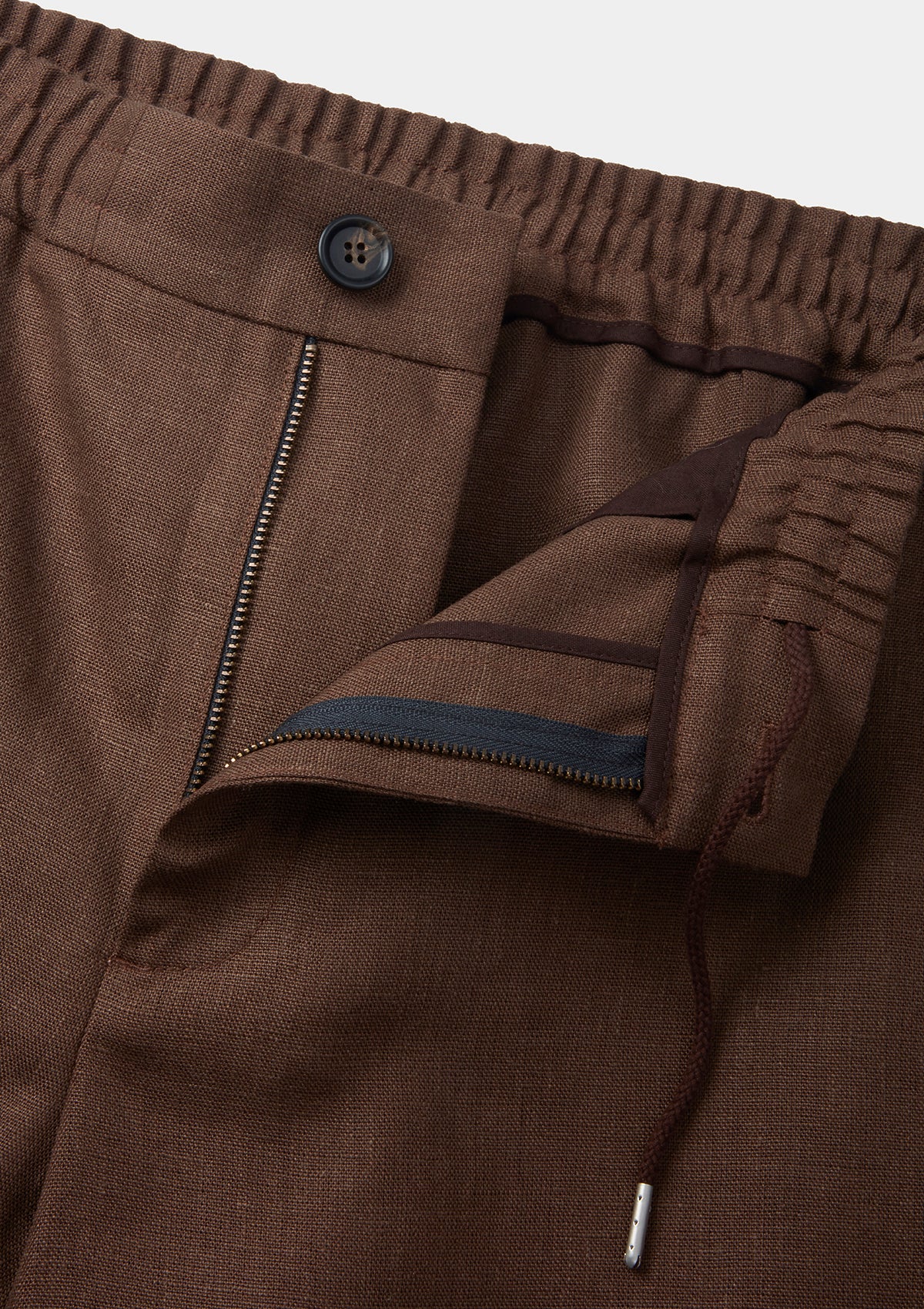 Hickory Brown Linen Drawstring Shorts, Shorts - SIRPLUS