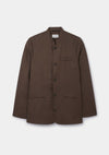Hickory Brown Linen Nehru Jacket, Nehru Jacket - SIRPLUS
