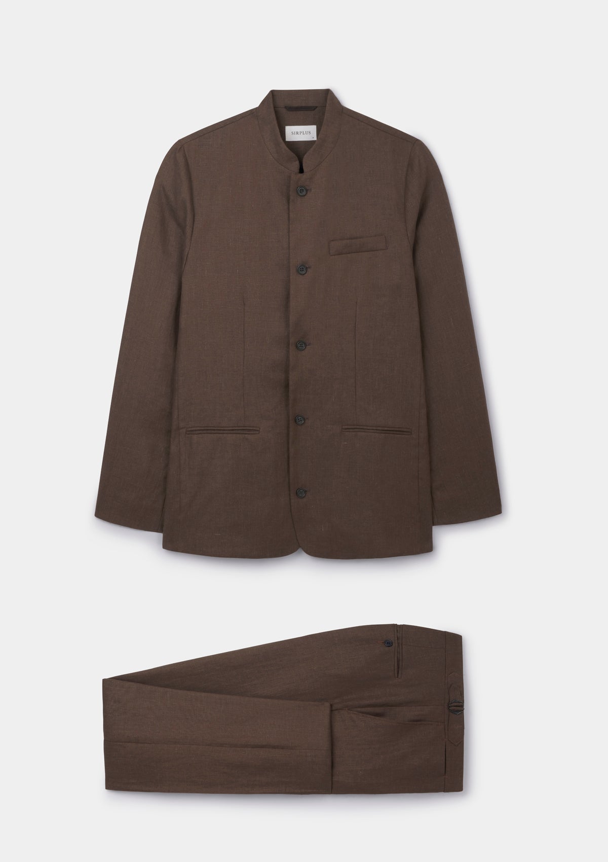 Hickory Brown Linen Nehru Jacket, Nehru Jacket - SIRPLUS