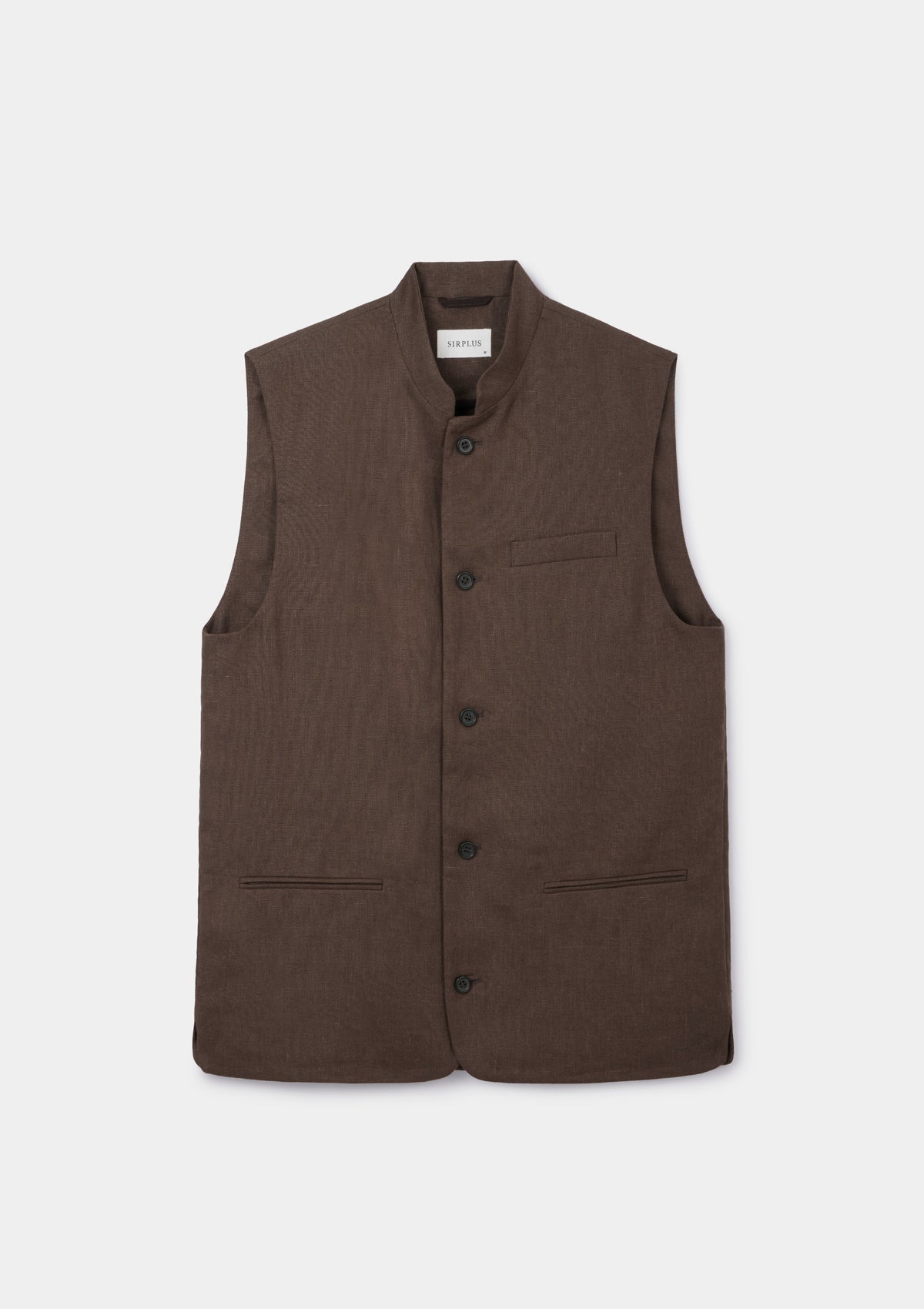 Hickory Brown Linen Nehru Waistcoat, Nehru Waistcoat - SIRPLUS