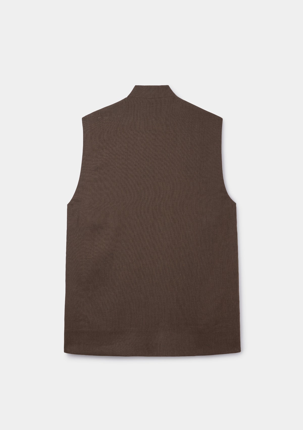 Hickory Brown Linen Nehru Waistcoat, Nehru Waistcoat - SIRPLUS