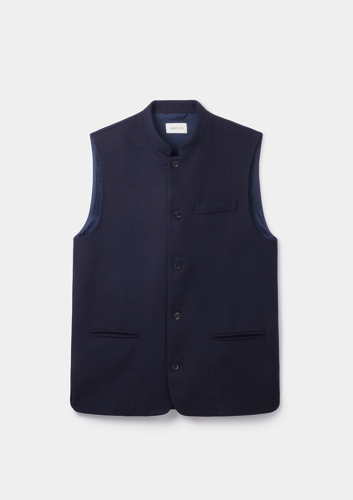 Ink Navy Classic Wool Cashmere Nehru Waistcoat, Nehru Waistcoat - SIRPLUS
