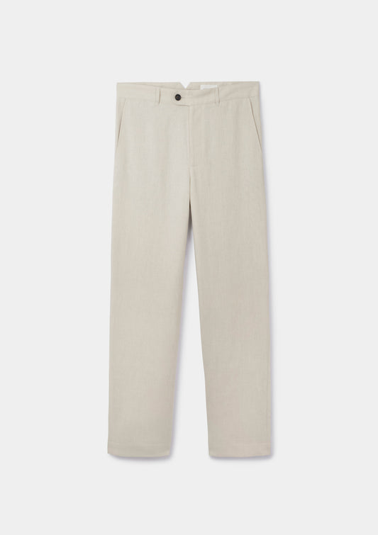 Ivory Linen Casual Trousers, Chinos - SIRPLUS