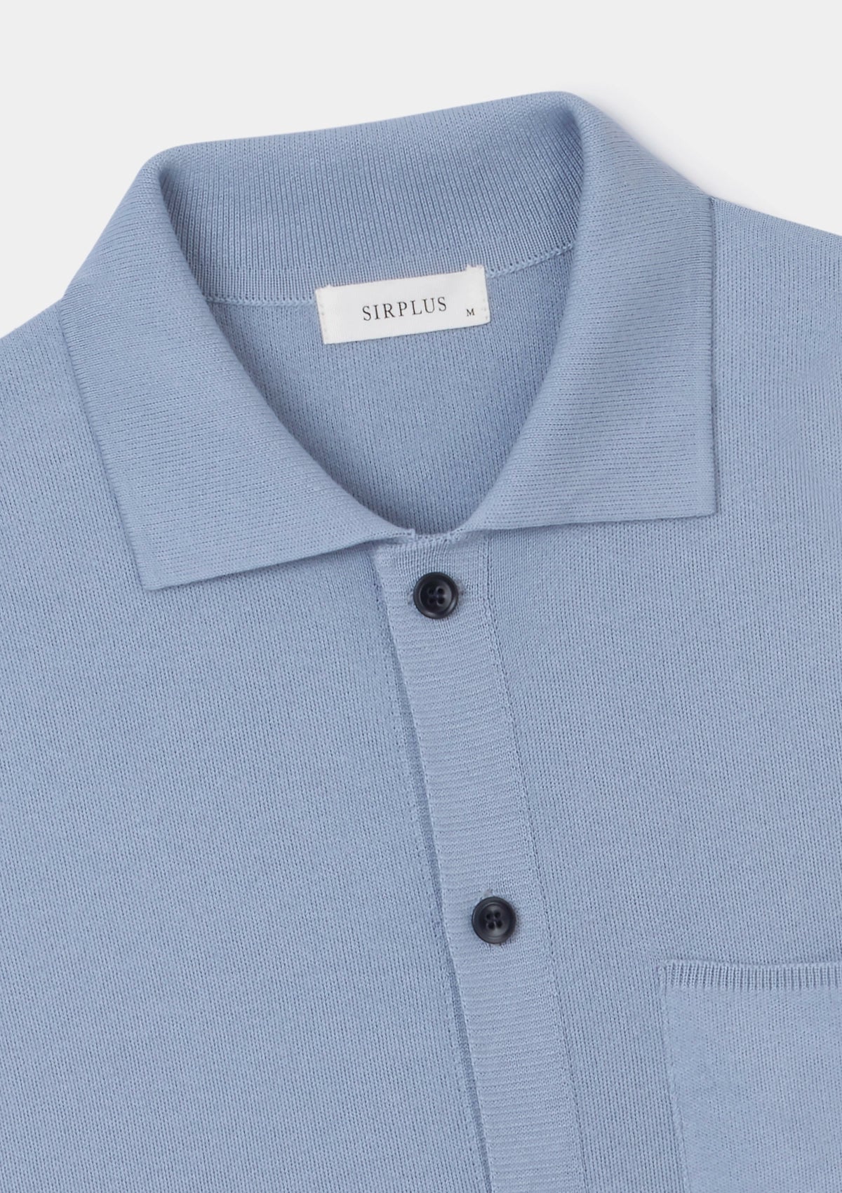 Light Denim Cotton Knit Polo, Polo Shirt - SIRPLUS