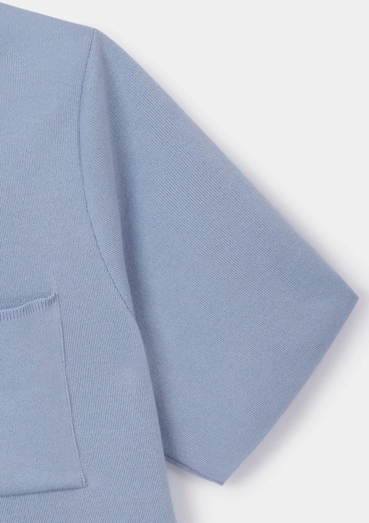 Light Denim Cotton Knit Polo, Polo Shirt - SIRPLUS