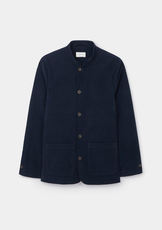 Midnight Navy Moleskin Casual Nehru Jacket