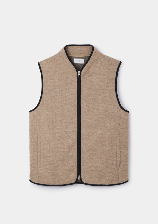 Milk Tea Boiled Wool Gilet, Gilet - SIRPLUS
