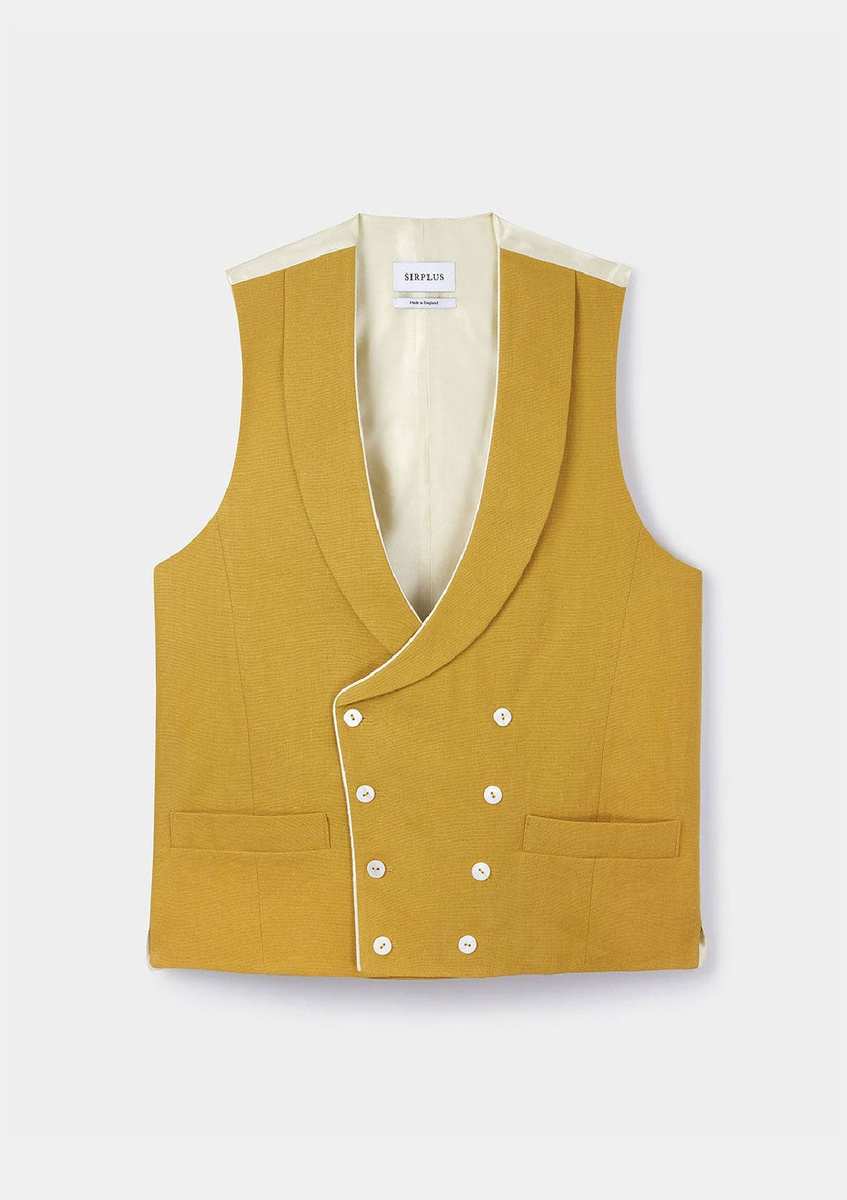 Mustard Shawl Lapel Double-Breasted Waistcoat, Double Breasted Waistcoat - SIRPLUS