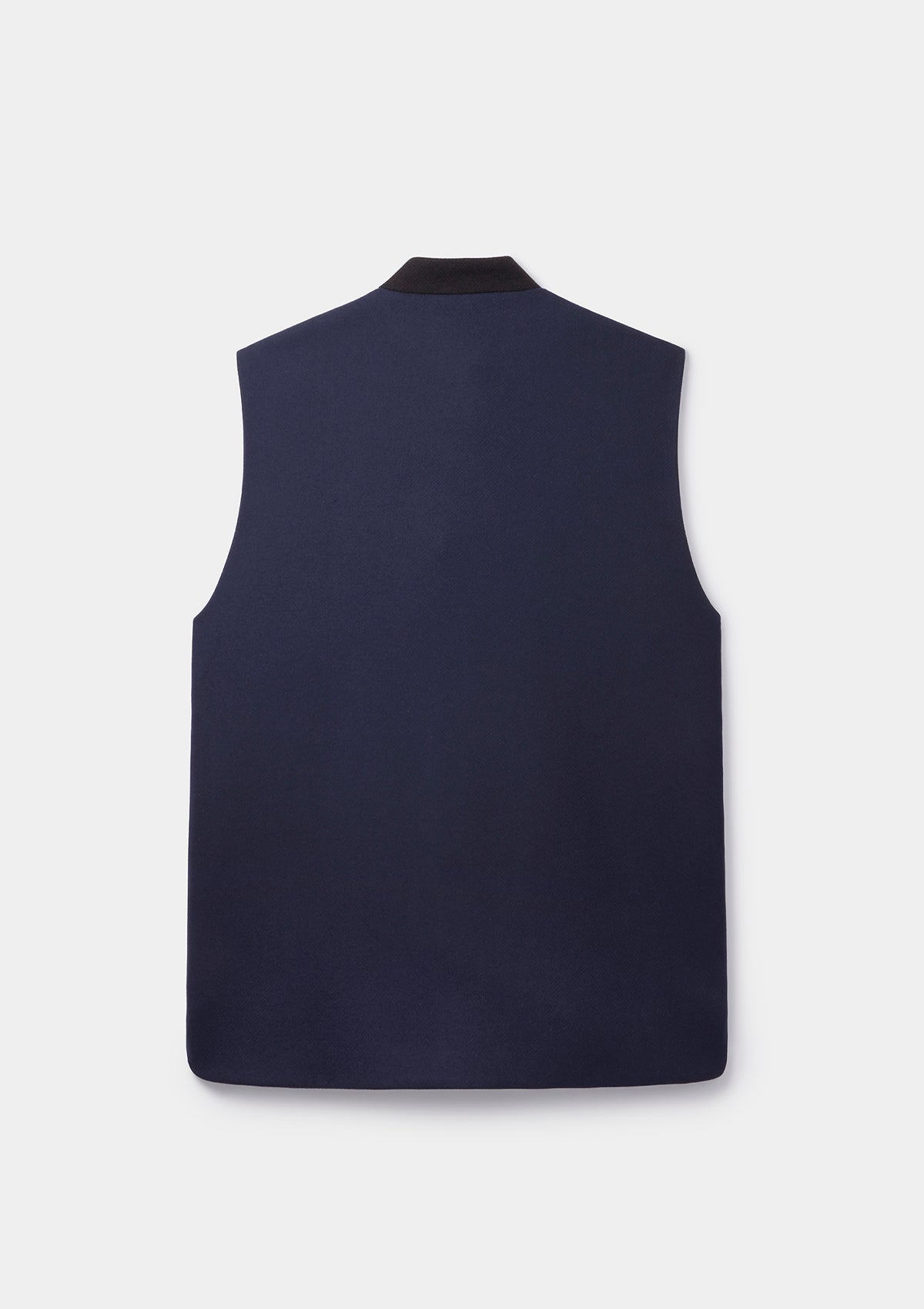 Navy & Dark Brown Wool Cashmere Nehru Waistcoat, Nehru Waistcoat - SIRPLUS