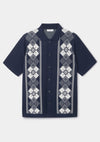 Navy Argyle Jacquard Polo, Polo Shirt - SIRPLUS