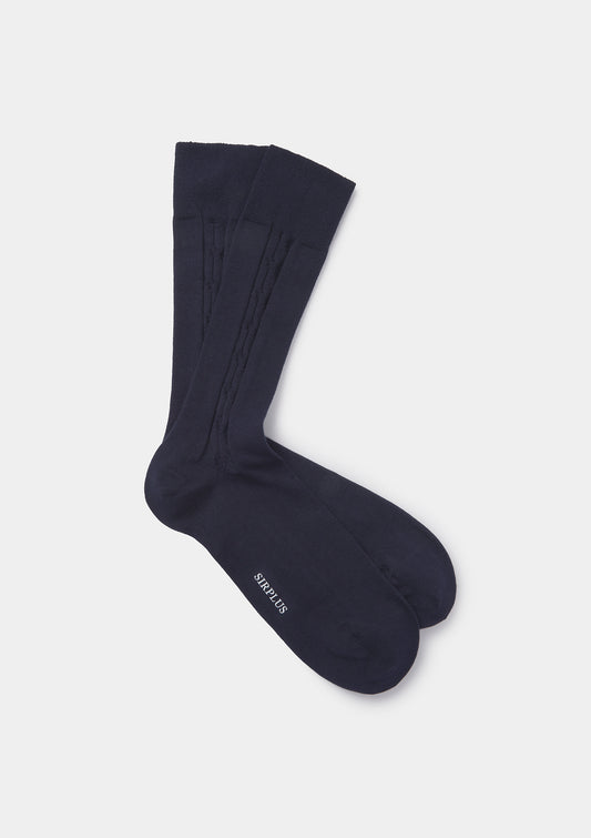 Navy Blue Cable Sock, Socks - SIRPLUS