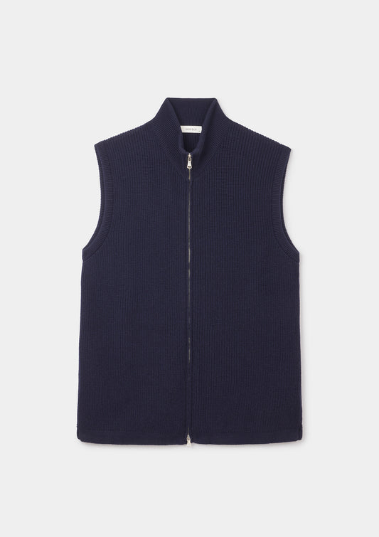Navy Cashmere Knit Gilet, Gilet - SIRPLUS