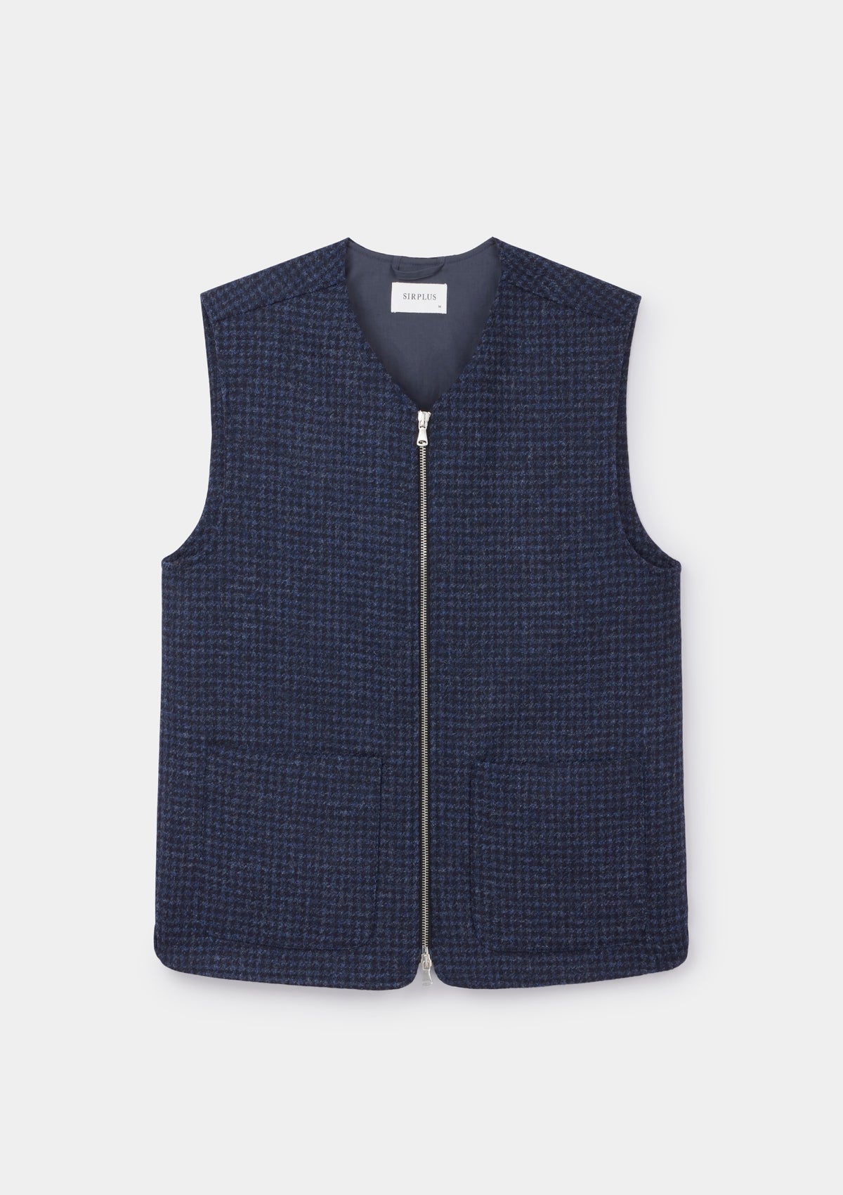 Navy Houndstooth Wool Gilet