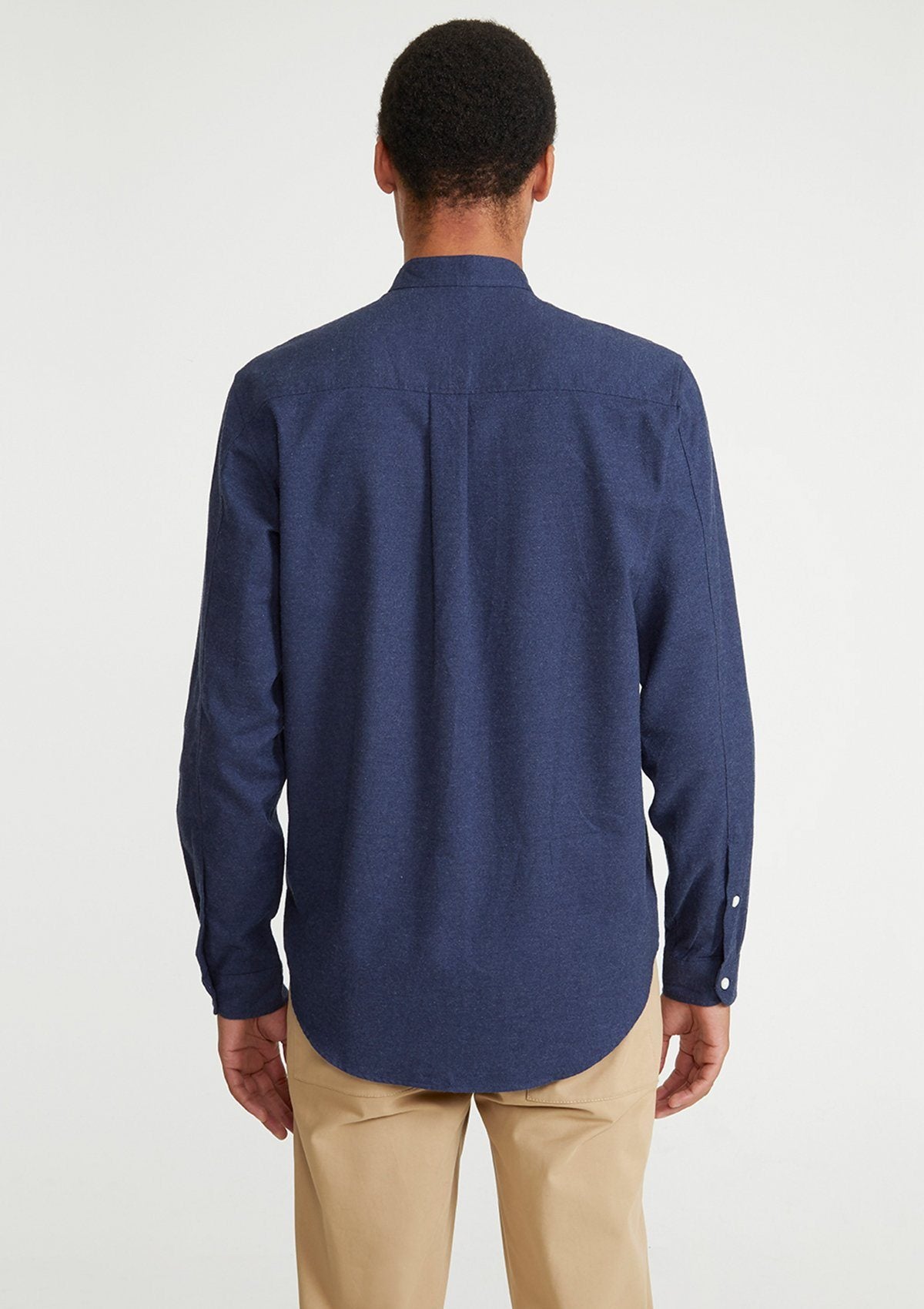 Navy Cotton Cashmere Grandad Shirt, Grandad Shirt - SIRPLUS