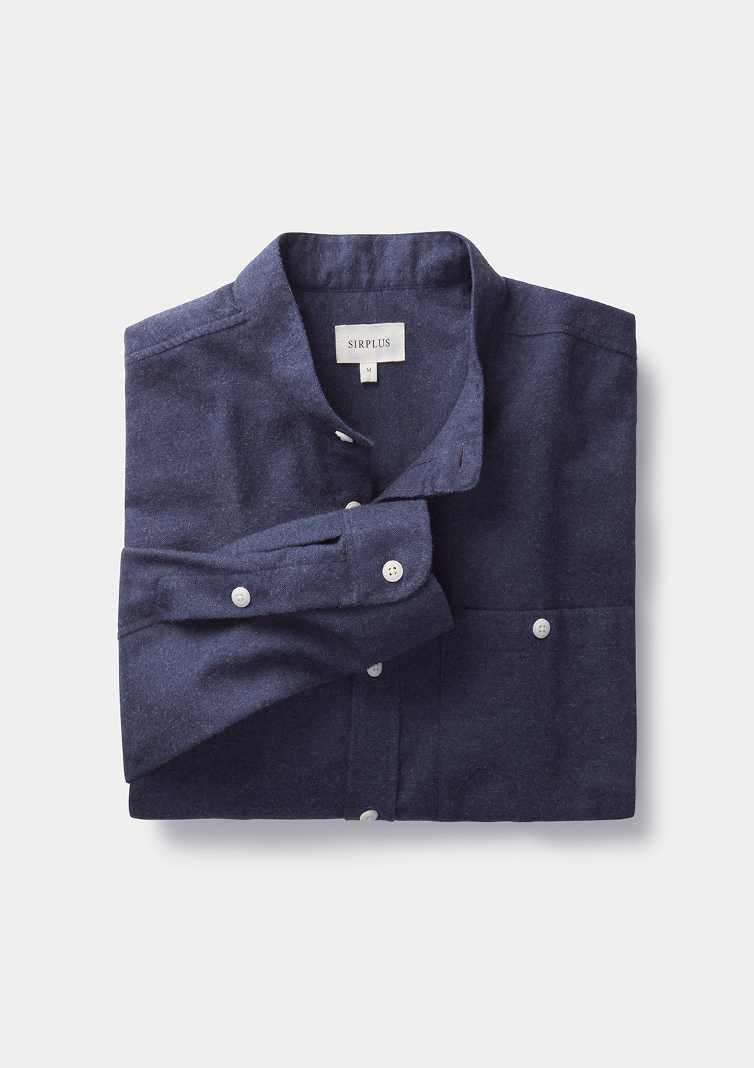 Navy Cotton Cashmere Grandad Shirt, Grandad Shirt - SIRPLUS