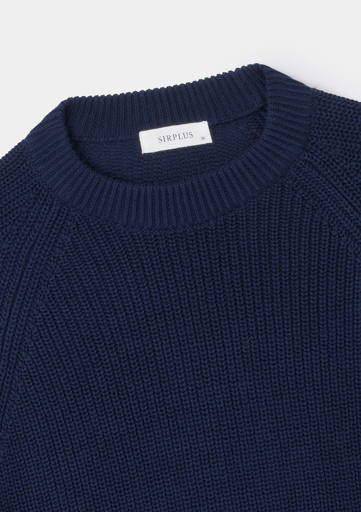 Navy Fisherman Rib Cotton Crew Neck, Crew Neck Jumper - SIRPLUS