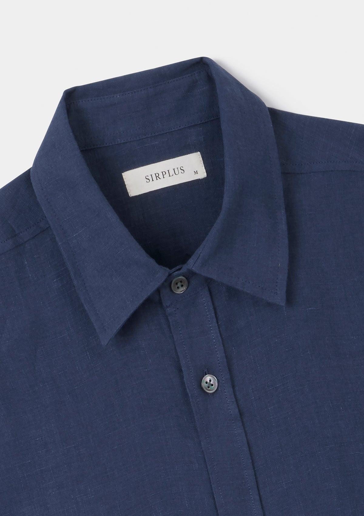 Navy Linen Collared Shirt, Collar Shirt - SIRPLUS