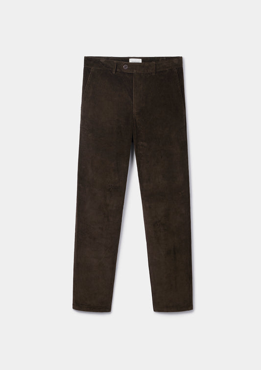 Coffee Cotton-Corduroy Casual Trouser, Chinos - SIRPLUS