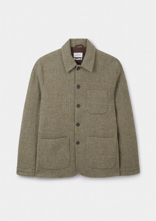Soft Green Tweed Wool Chore Jacket, Chore Jacket - SIRPLUS