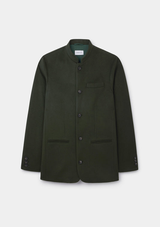 Juniper Green Cashmere Nehru Jacket, Nehru Jacket - SIRPLUS