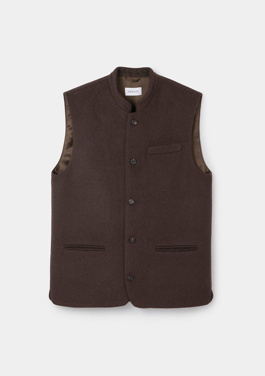 Coffee Cashmere Nehru Waistcoat, Nehru Waistcoat - SIRPLUS
