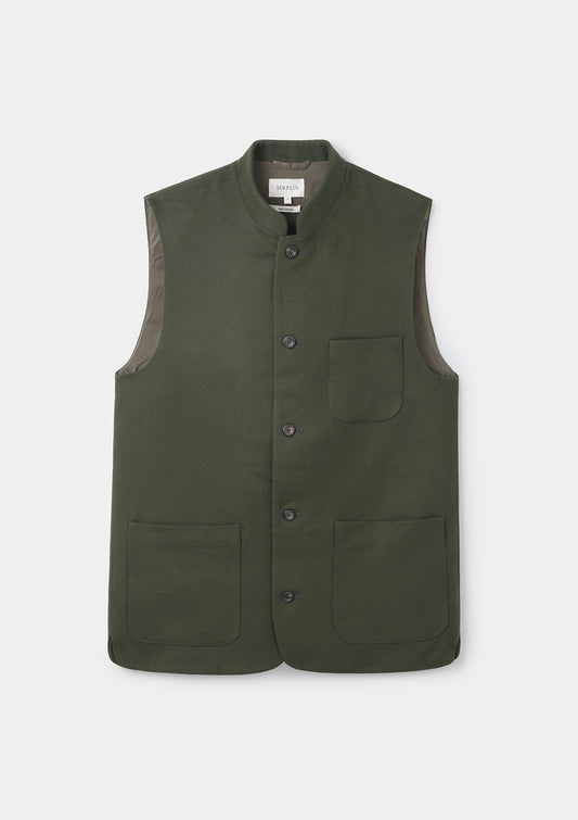Olive Wool Nehru Waistcoat, Nehru Waistcoat - SIRPLUS