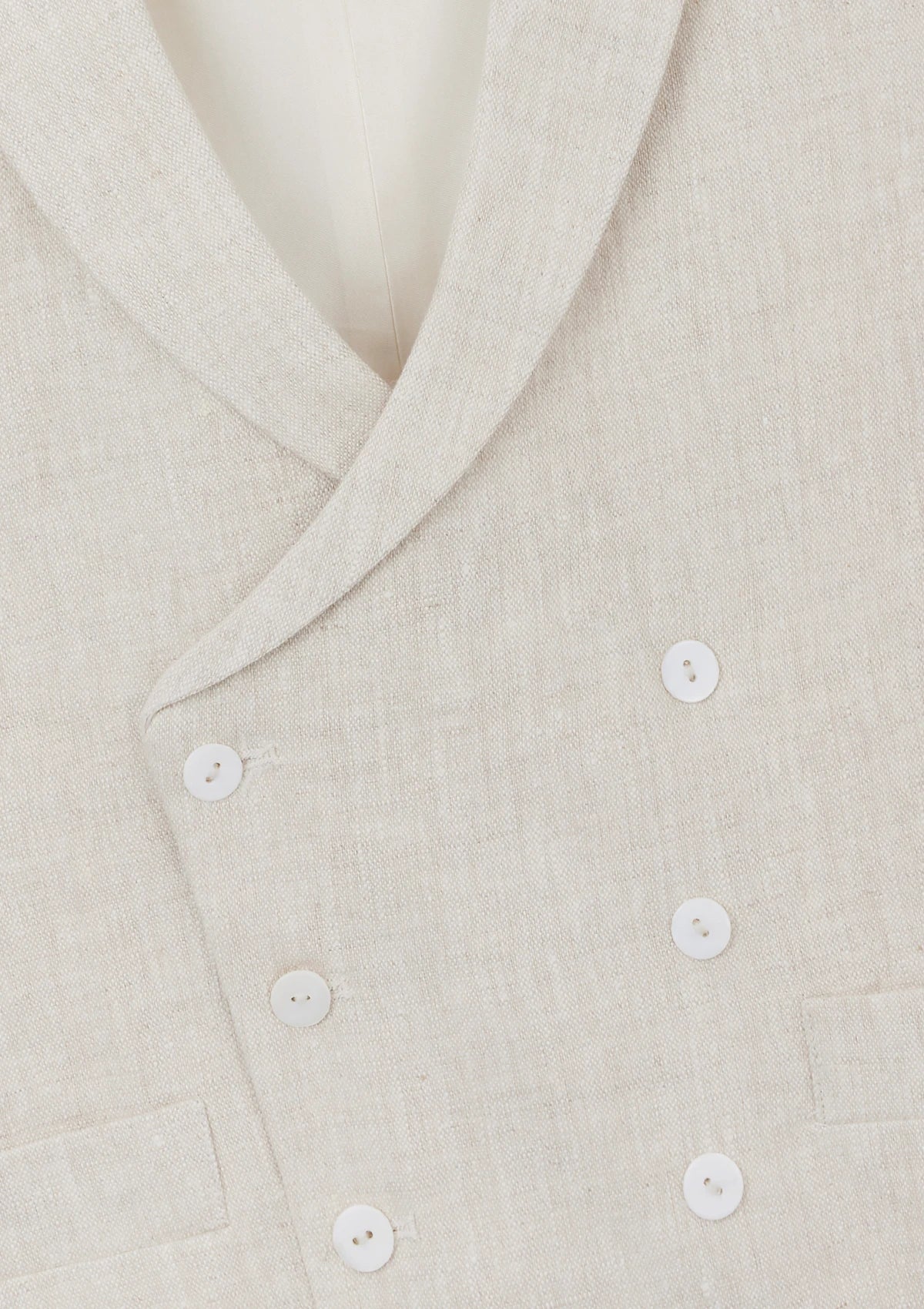 Oatmeal Peak Lapel Double-Breasted Waistcoat, Double Breasted Waistcoat - SIRPLUS