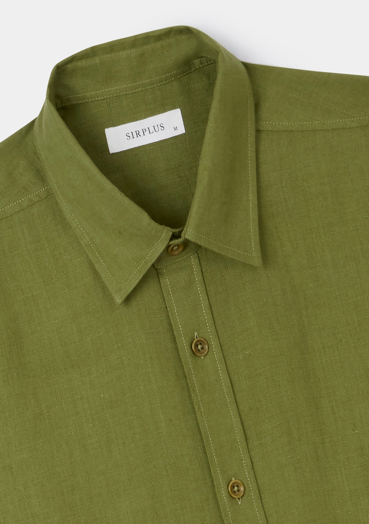 Olive Linen Collared Shirt, Collar Shirt - SIRPLUS