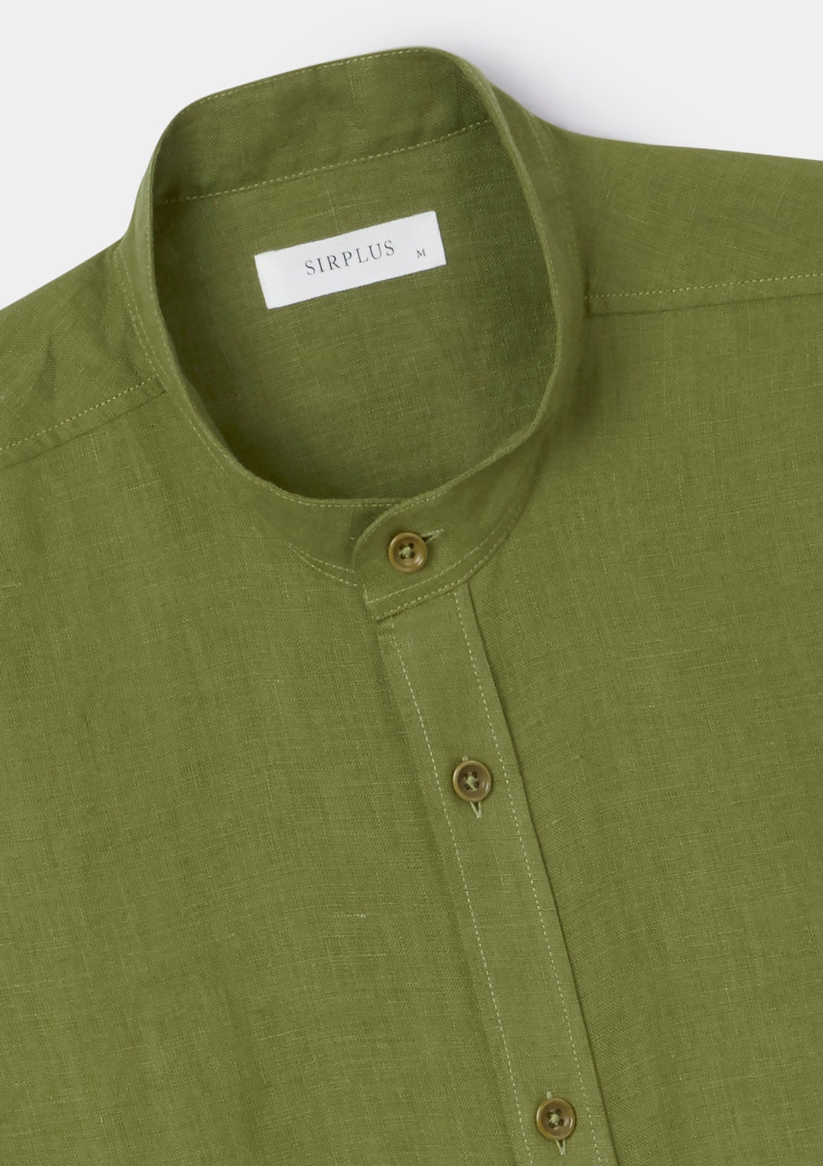 Olive Linen Grandad Shirt, Grandad Shirt - SIRPLUS