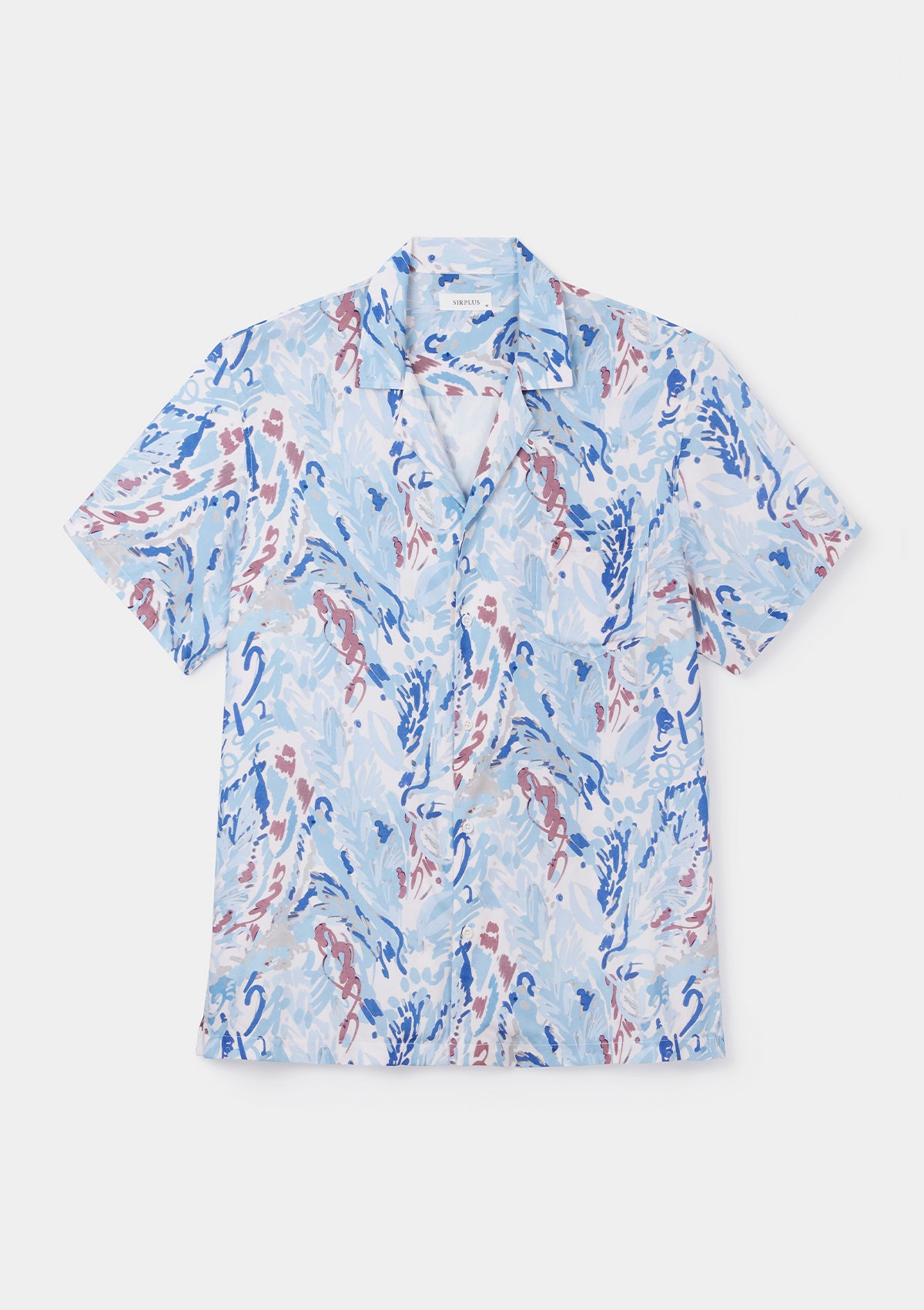 Pale Blue Expressionist Ecovero™ Cuban Shirt, Cuban Shirt - SIRPLUS