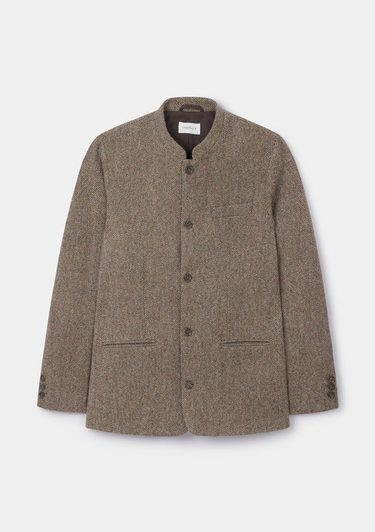 Peat Twill Donegal Tweed Nehru Jacket, Nehru Jacket - SIRPLUS