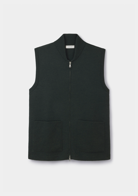 Pine Green Merino Knit Gilet, Gilet - SIRPLUS