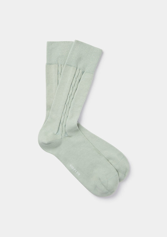 Pistachio Cream Cable Sock, Socks - SIRPLUS