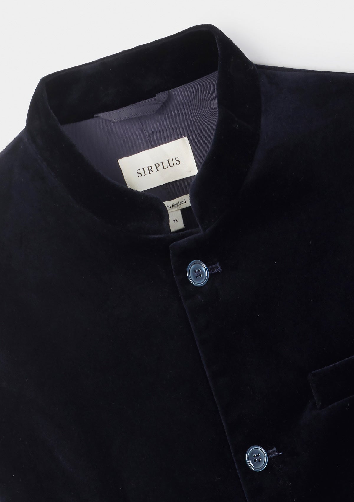 Midnight Navy Organic Velvet Nehru Jacket, Nehru Jacket - SIRPLUS
