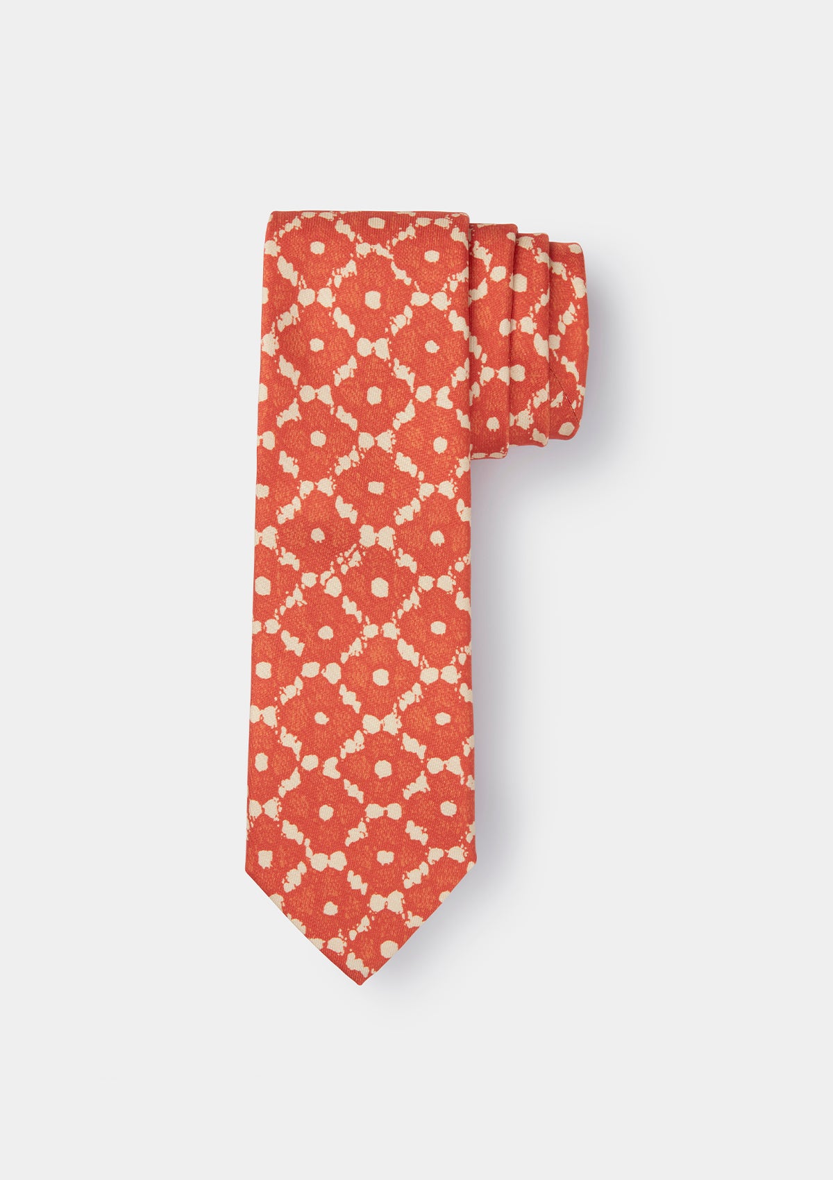 Orange Flora Print Silk Tie, Tie - SIRPLUS