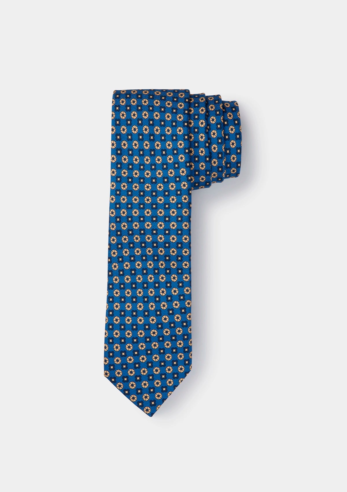 Blue Block Print Silk Tie, Tie - SIRPLUS