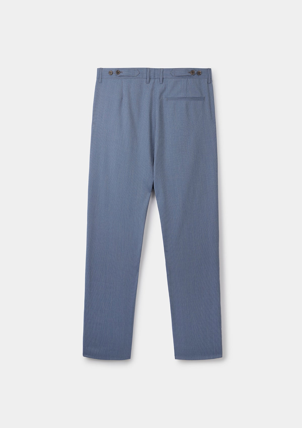 Blue Stripe Wool Pleated Trousers, Casual Trousers - SIRPLUS