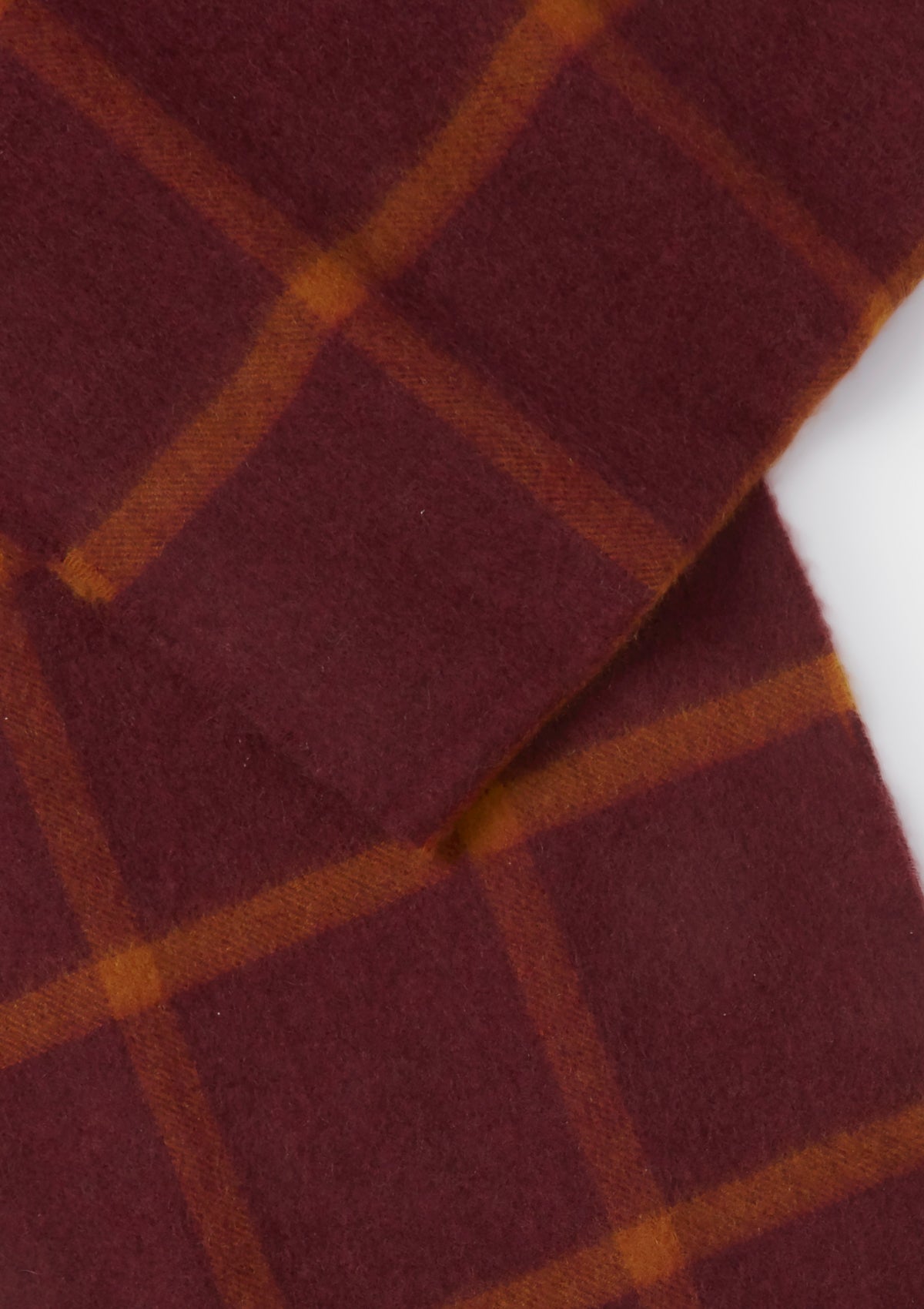 Burgundy Windowpane Check Cashmere Scarf