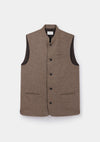 Chestnut Brown Herringbone Nehru Waistcoat
