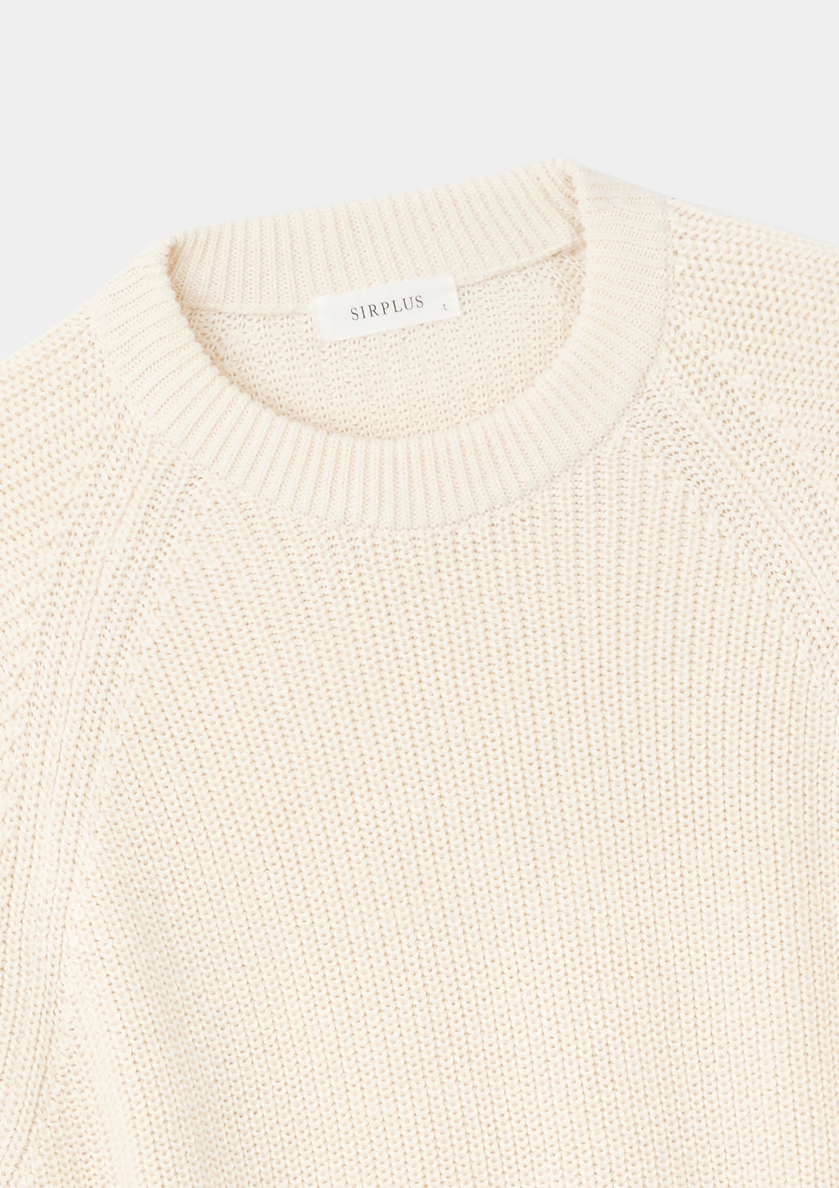 Cream Fisherman Rib Cotton Crew Neck, Crew Neck Jumper - SIRPLUS